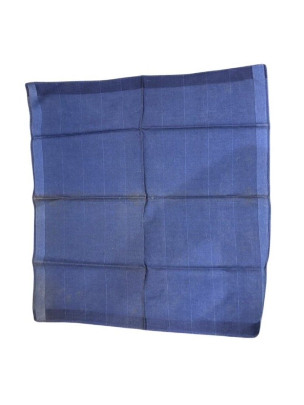 Vintage 19x19 Navy Blue Plaid Pattern Handkerchief Pocket Minimalist Preppy